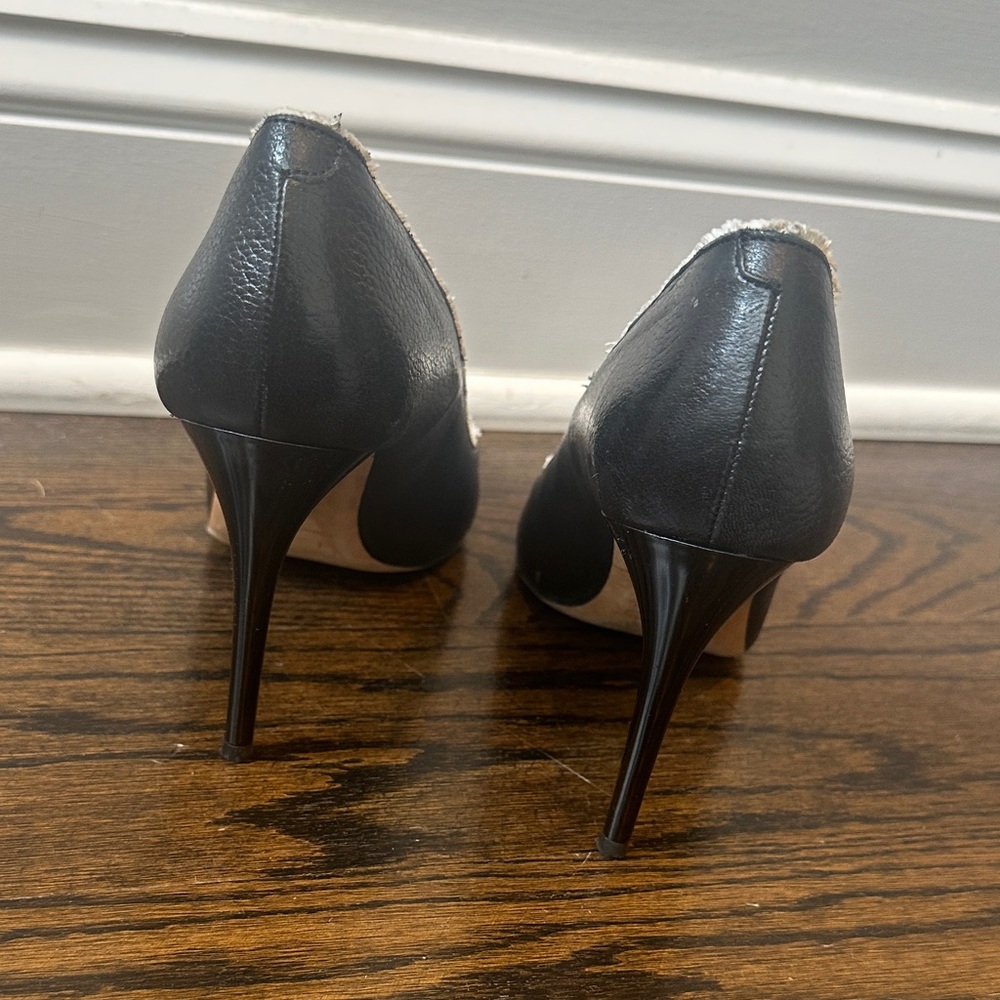 IRO Elegant Black Leather Women's Heels love the white fringe around it - Picture 7 of 12